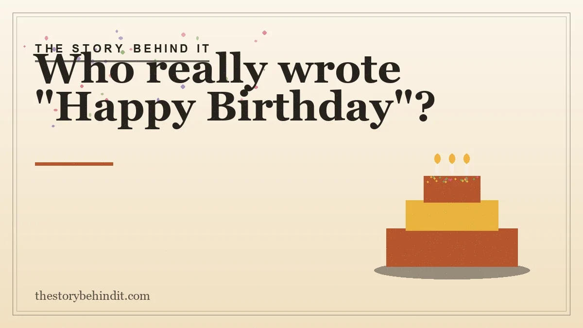 Illustrated birthday cake with lit candles for the story of the Happy Birthday song