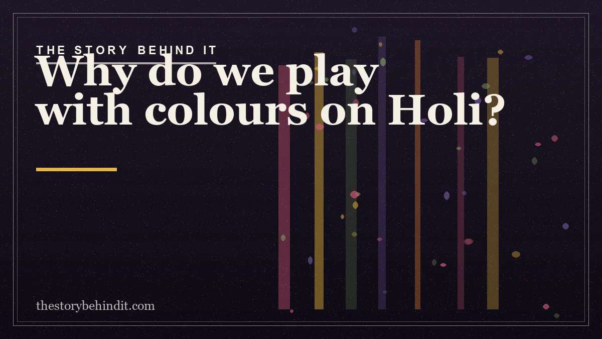 Streaks of coloured powder on a dark background, illustrating why Holi is played with colours